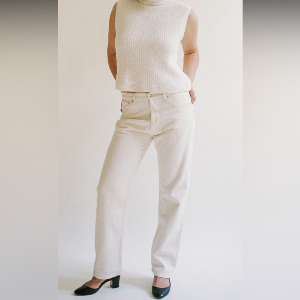 Djerf Avenue Cream Boyfriend Jeans